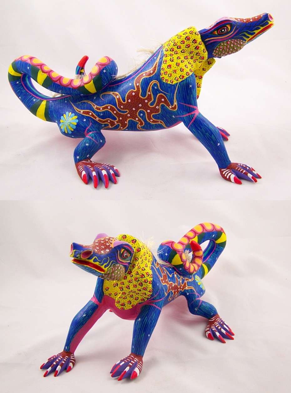 Tanner Chaney : Oaxacan Wood Carvings Antonio Mandarin Iguana C894