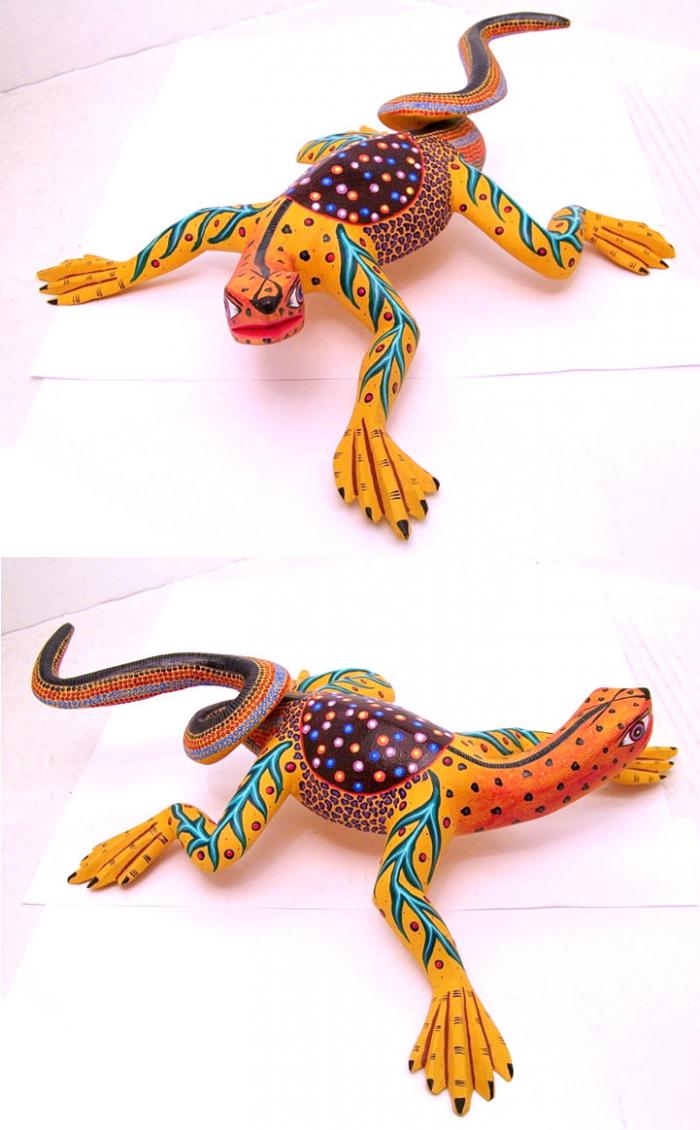 Tanner Chaney : Oaxacan Wood Carvings Hedilberto Olivas Lizard C826